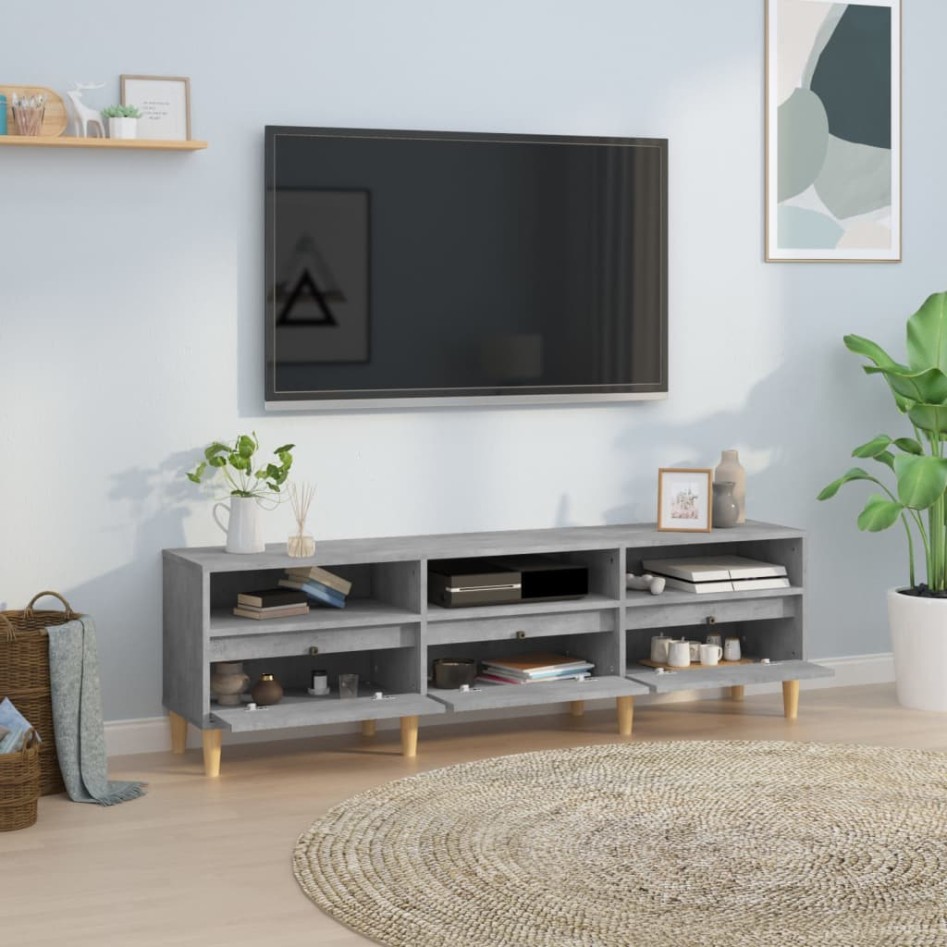 Mueble de TV madera contrachapada gris hormigón 150x30x44,5