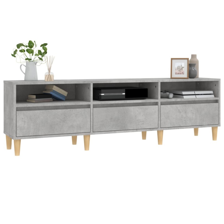 Mueble de TV madera contrachapada gris hormigón 150x30x44,5