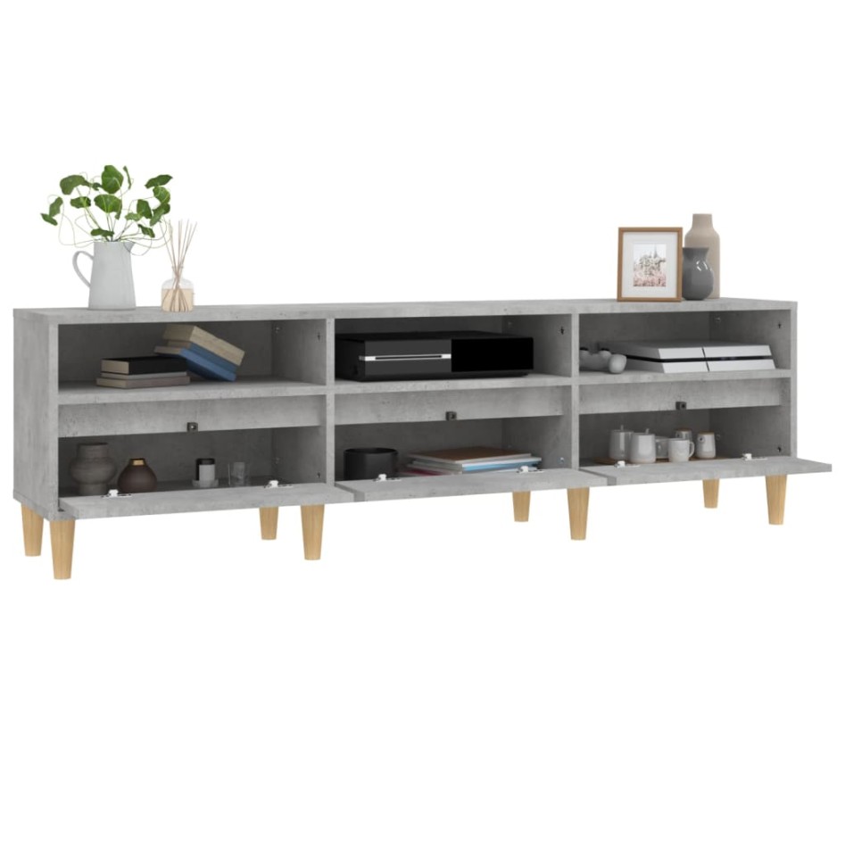 Mueble de TV madera contrachapada gris hormigón 150x30x44,5