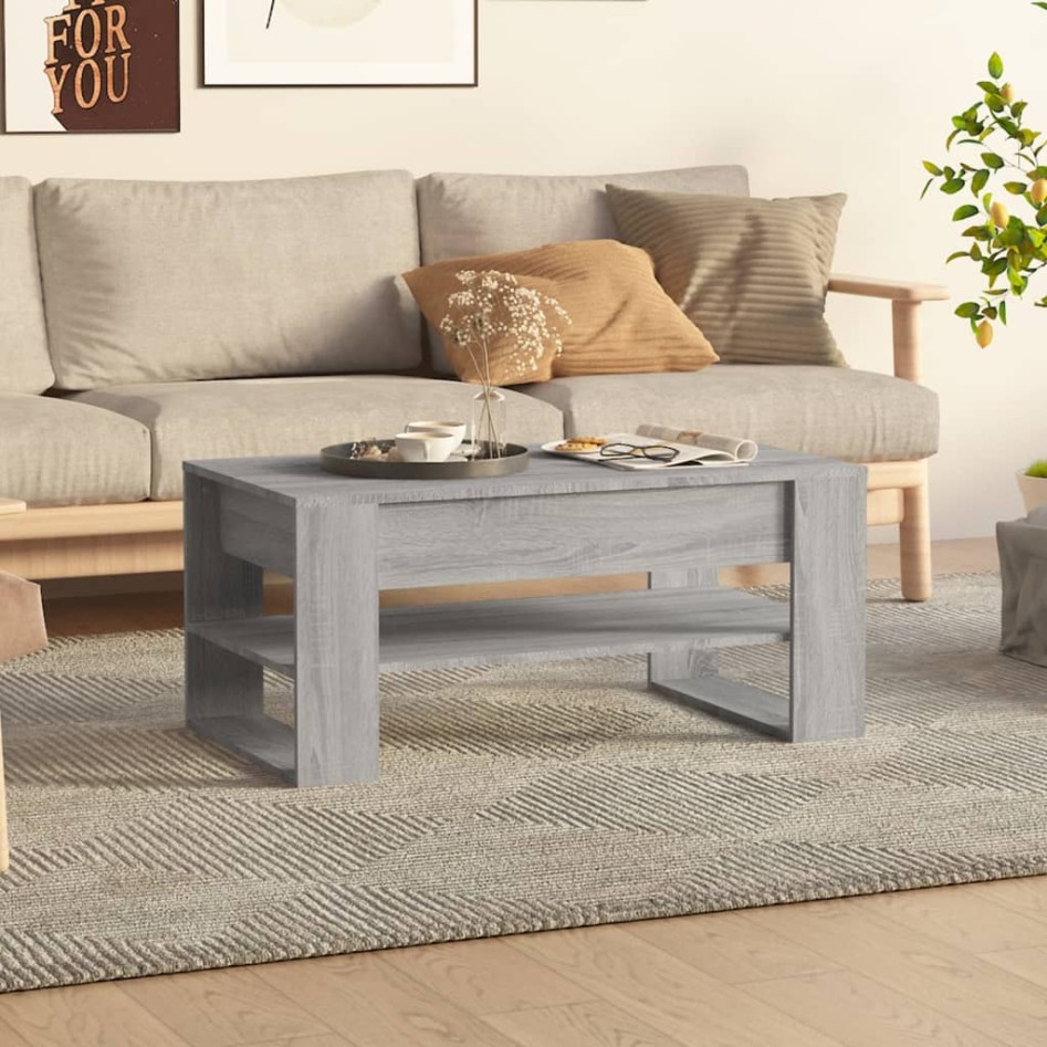 Mesa de centro madera de ingeniería gris Sonoma 102x55x45