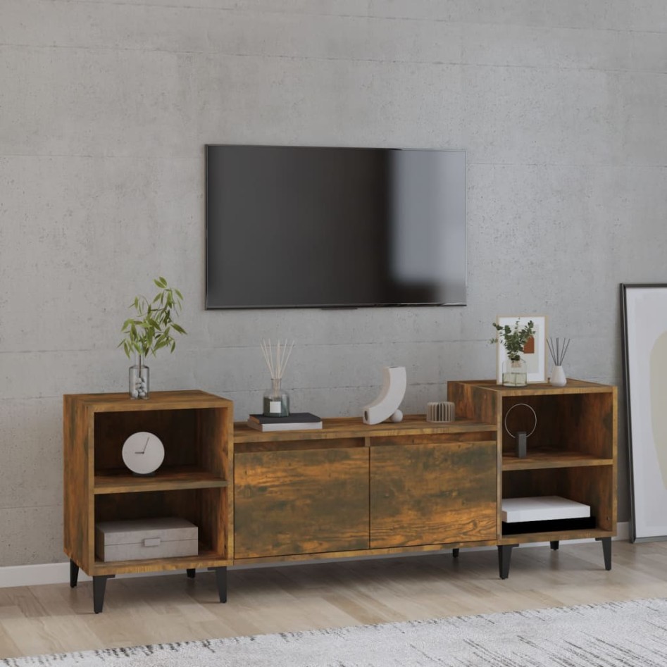 Mueble para TV madera contrachapada roble ahumado 160x35x55