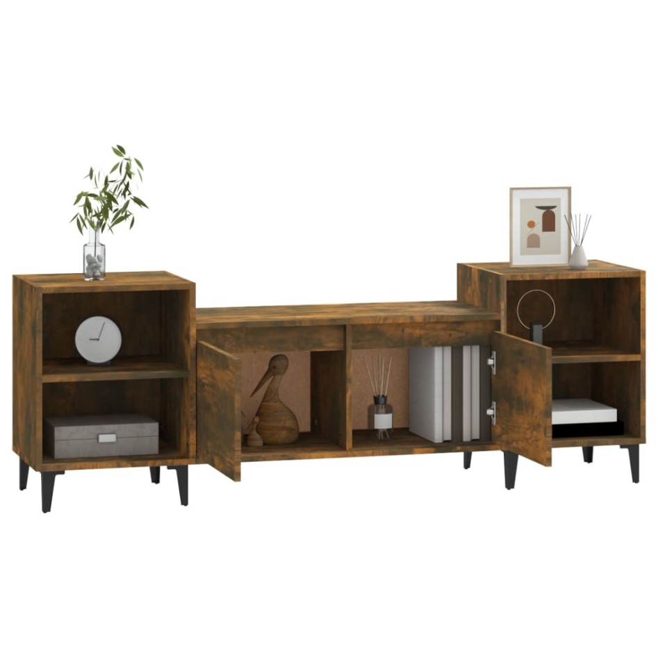 Mueble para TV madera contrachapada roble ahumado 160x35x55