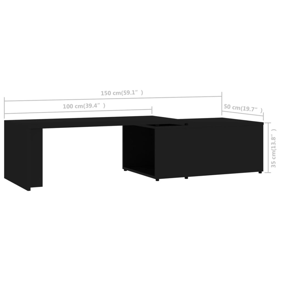 Mesa de centro madera contrachapada negro 150x50x35