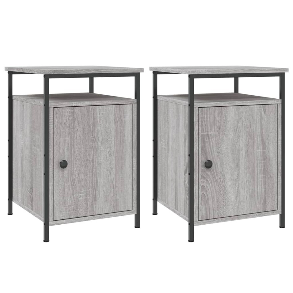 Mesitas de noche 2 uds madera contrachapada gris 40x42x60