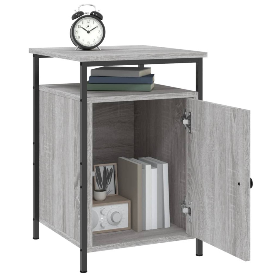 Mesitas de noche 2 uds madera contrachapada gris 40x42x60