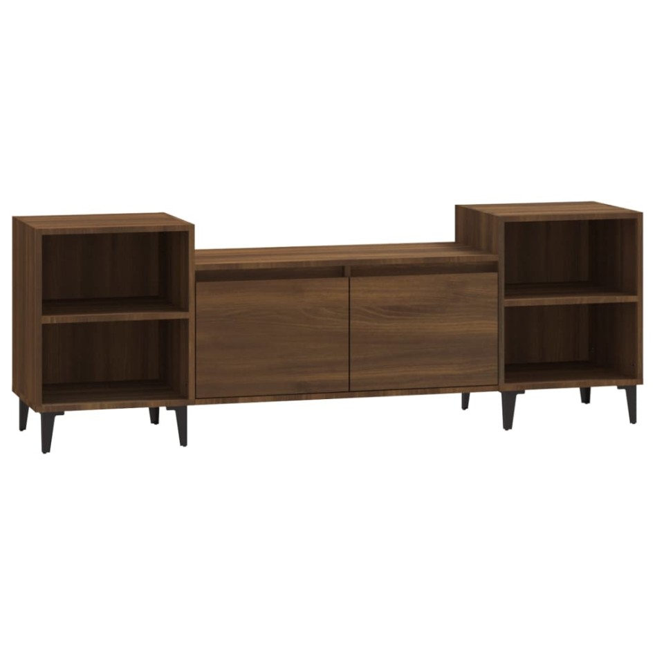 Mueble para TV madera contrachapada marrón roble 160x35x55