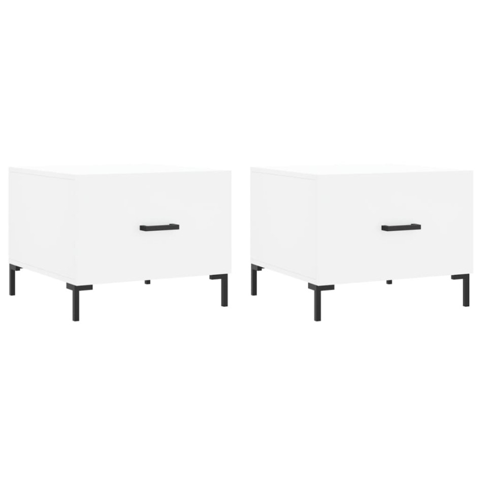 Mesas de centro 2 uds madera de ingeniería blanco 50x50x40