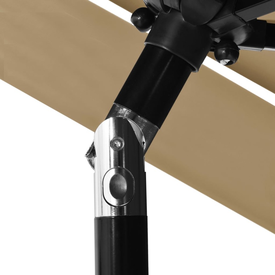 Sombrilla jardín de 3 niveles con palo de aluminio taupe 2,5