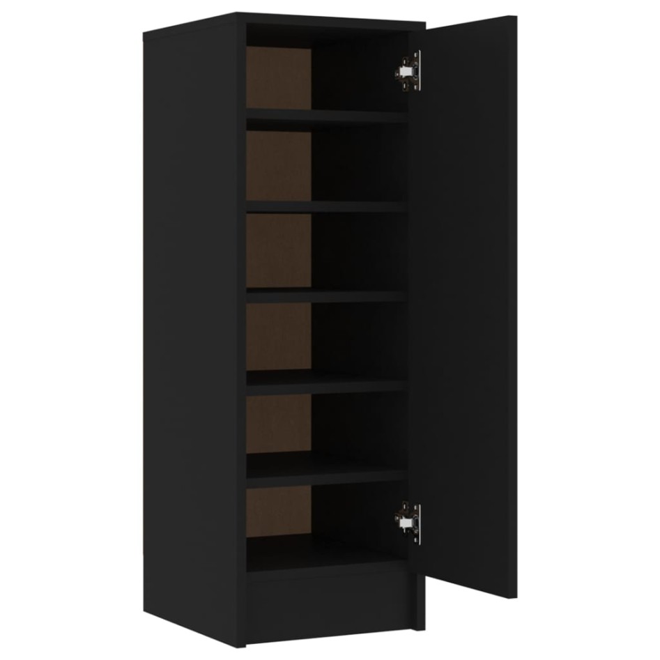 Mueble zapatero de aglomerado negro 32x35x92