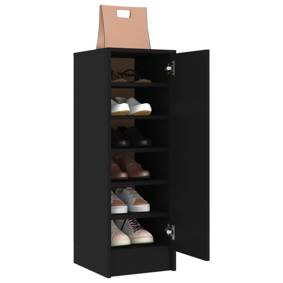 Mueble zapatero de aglomerado negro 32x35x92