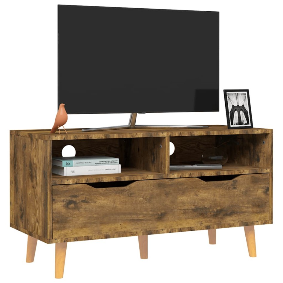 Mueble de TV madera de ingeniería roble ahumado 90x40x48,5
