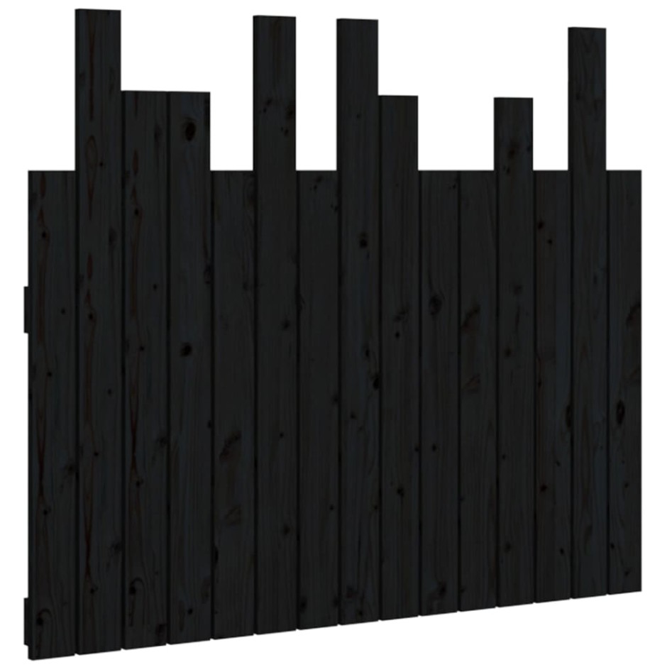 Cabecero de cama de pared madera maciza pino negro 95,5x3x80