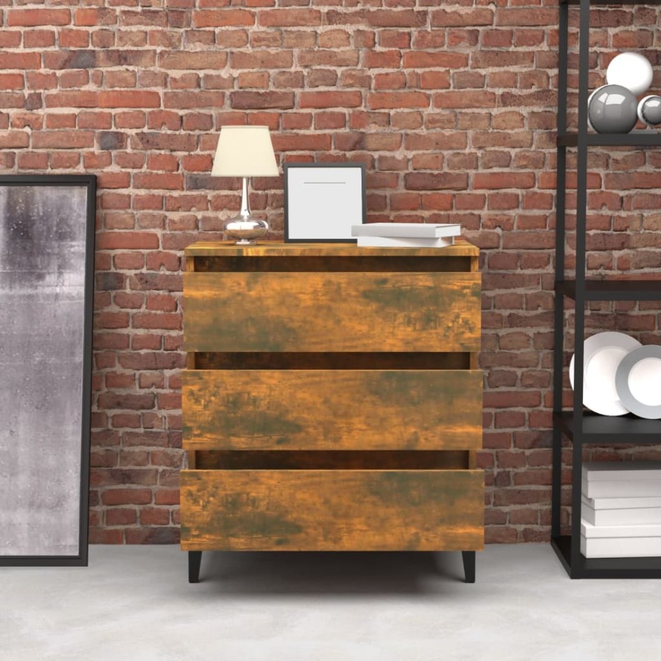 Aparador madera contrachapada color roble ahumado 60x35x69