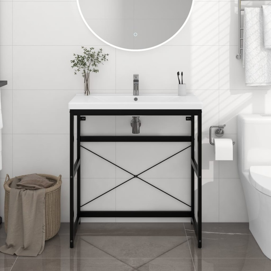 Estructura de lavabo de hierro negro 79x38x83