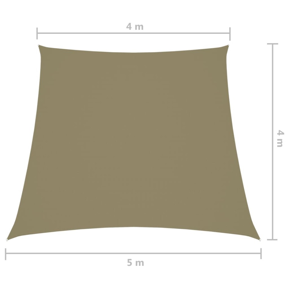 Toldo de vela trapezoidal tela oxford beige 4/5x4