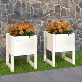 Jardinera 2 unidades madera maciza de pino blanco 40x40x52,5