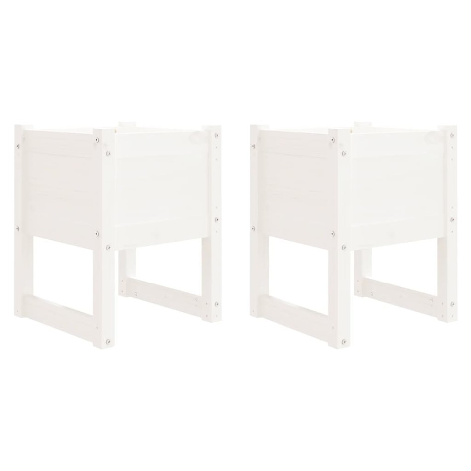 Jardinera 2 unidades madera maciza de pino blanco 40x40x52,5