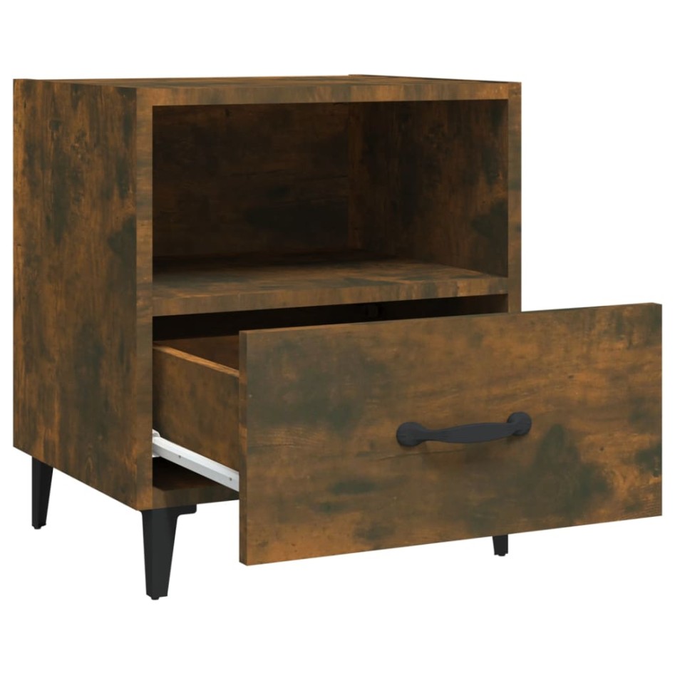 Mesita de noche 2 uds madera contrachapada color roble