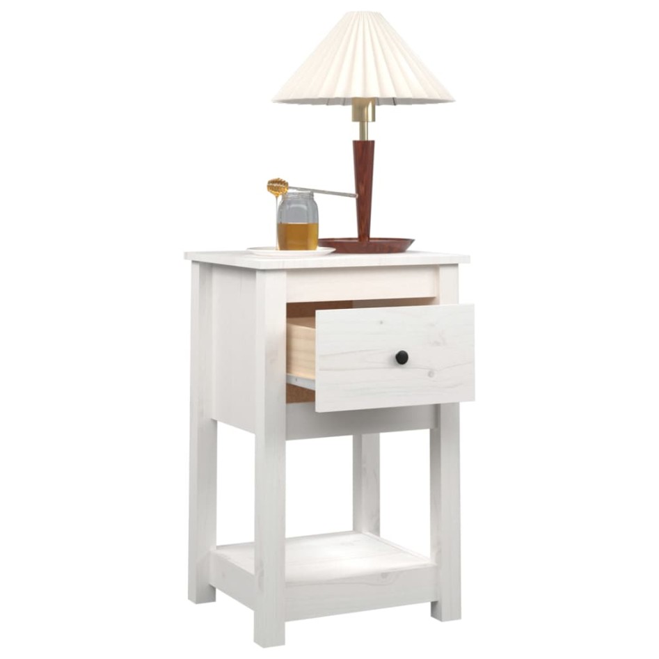 Mesita de noche madera maciza de pino blanco 40x35x61,5