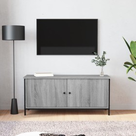Mueble TV con puertas contrachapada gris Sonoma 102x35x45