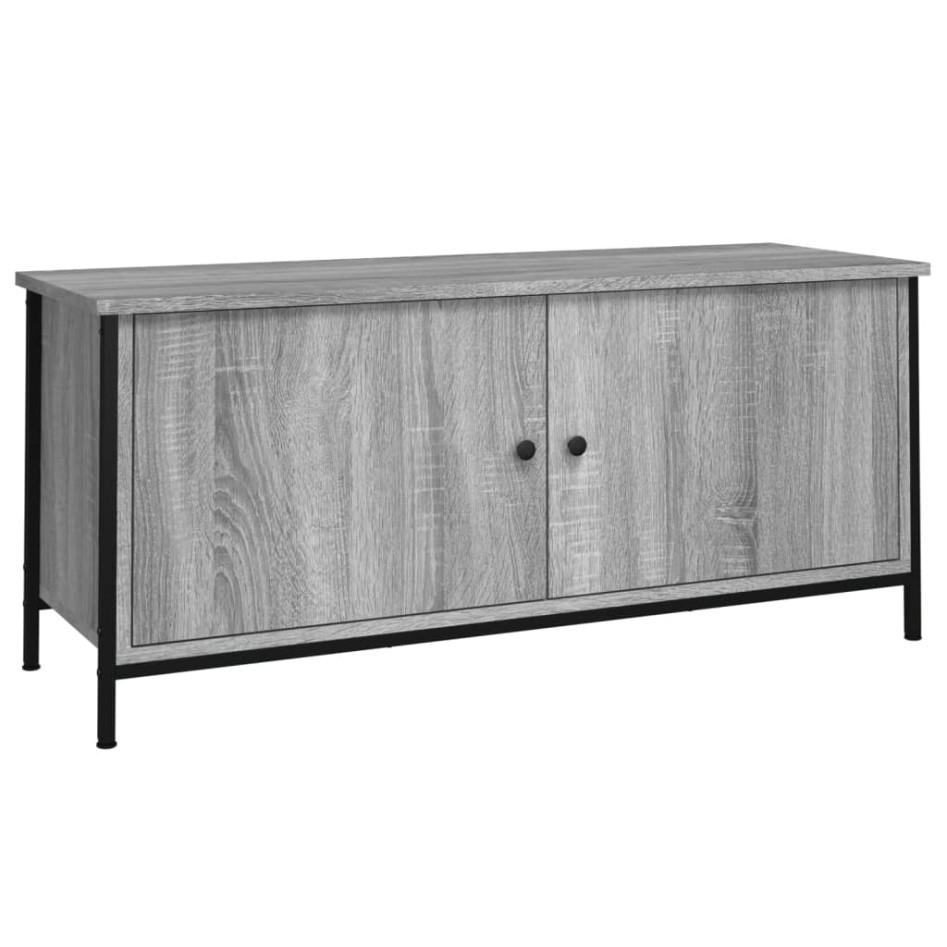 Mueble TV con puertas contrachapada gris Sonoma 102x35x45
