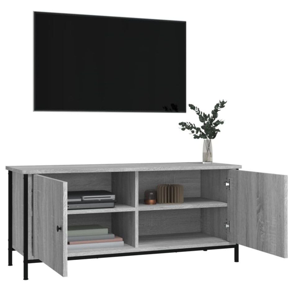 Mueble TV con puertas contrachapada gris Sonoma 102x35x45