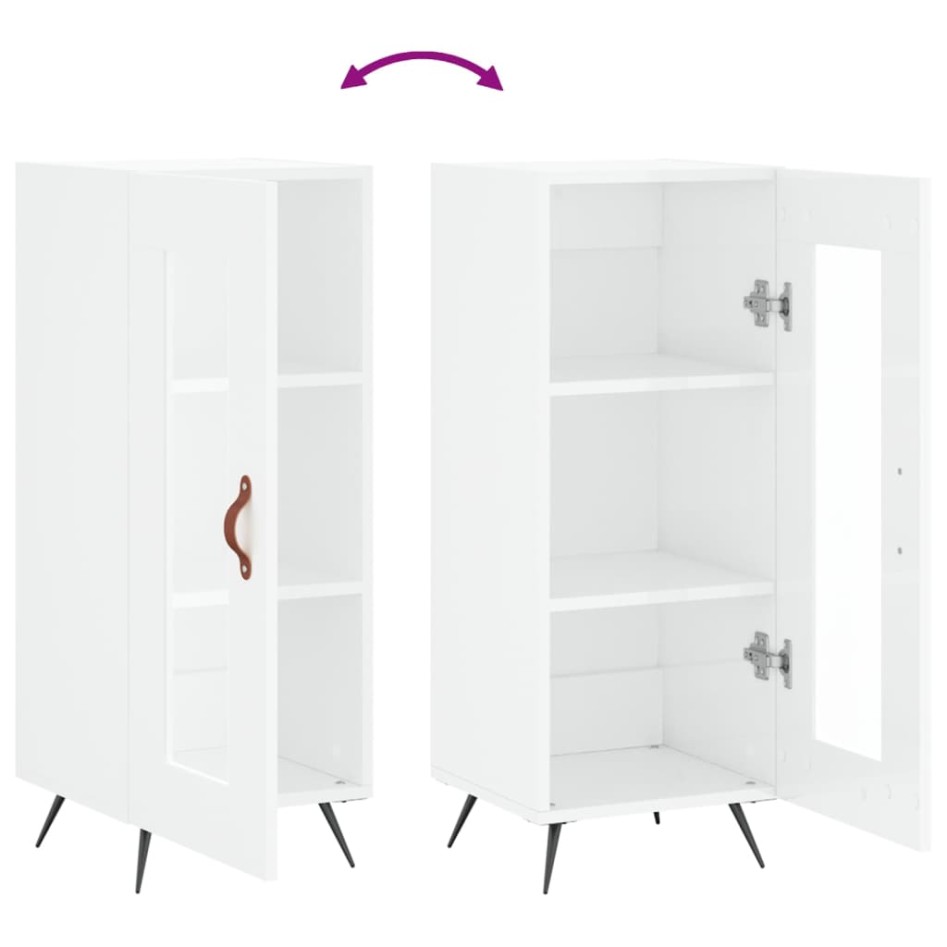 Aparador de madera contrachapada blanco brillante 34,5x34x90