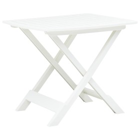 Mesa de jardín plegable de plástico blanco 79x72x70