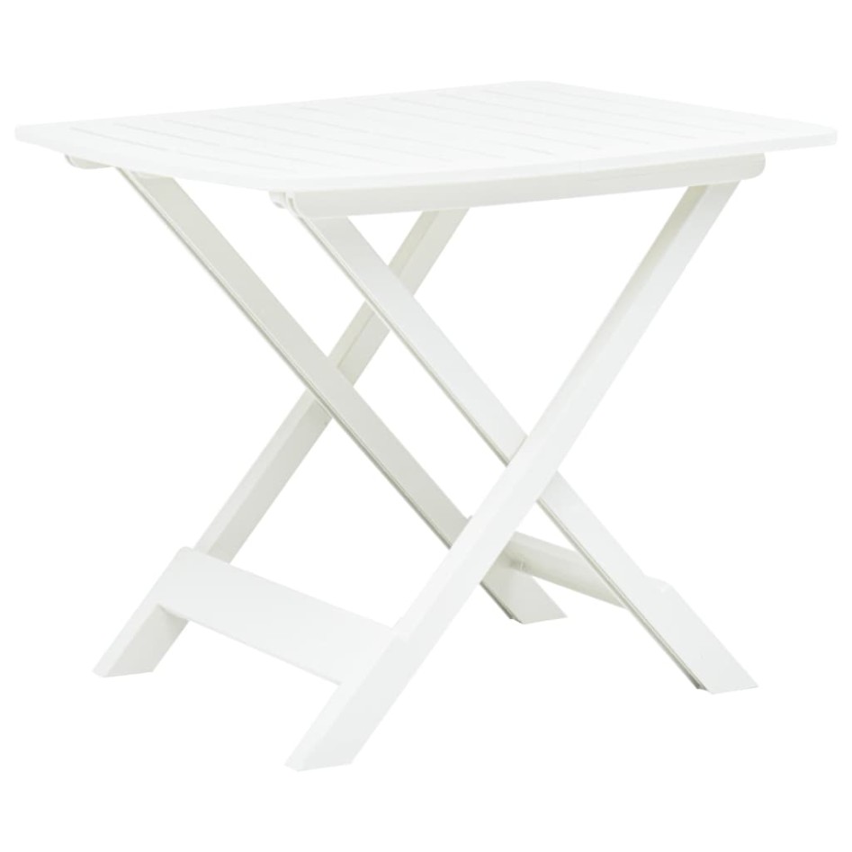 Mesa de jardín plegable de plástico blanco 79x72x70
