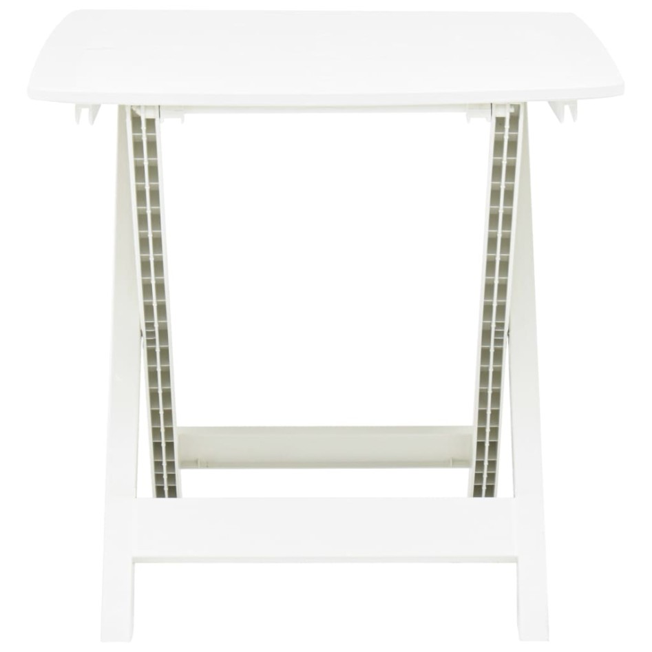 Mesa de jardín plegable de plástico blanco 79x72x70