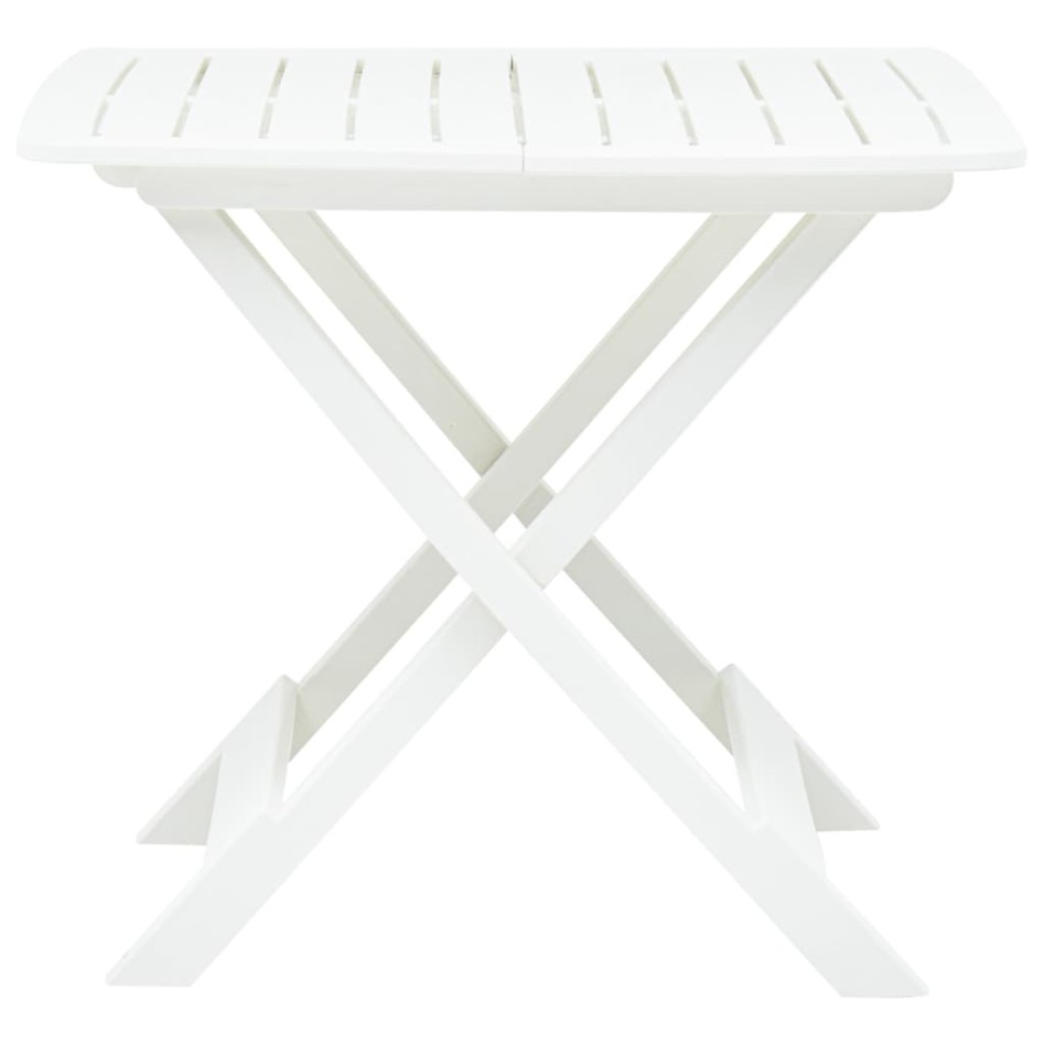 Mesa de jardín plegable de plástico blanco 79x72x70
