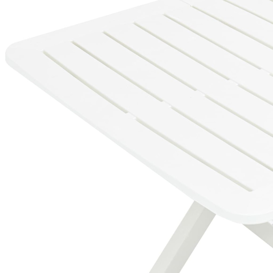 Mesa de jardín plegable de plástico blanco 79x72x70