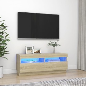 Mueble de TV con luces LED roble Sonoma 100x35x40