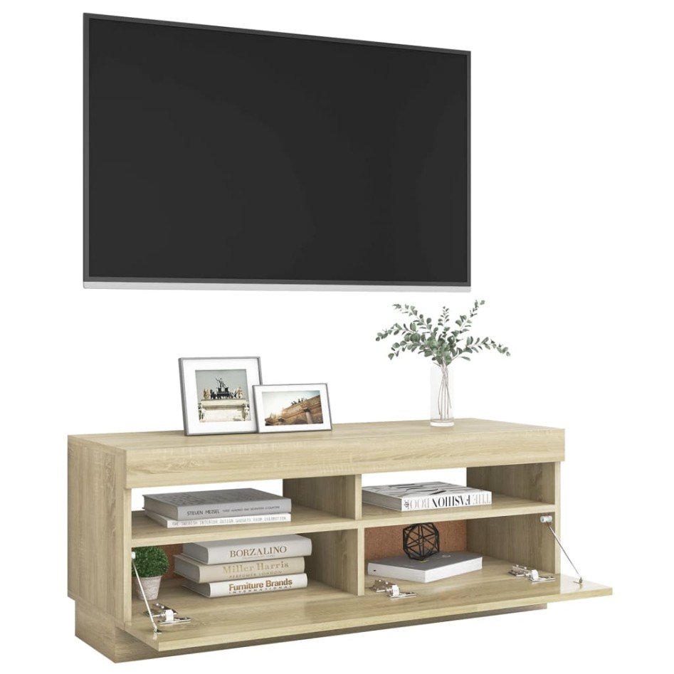 Mueble de TV con luces LED roble Sonoma 100x35x40
