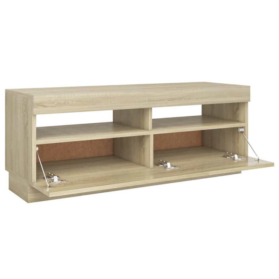 Mueble de TV con luces LED roble Sonoma 100x35x40