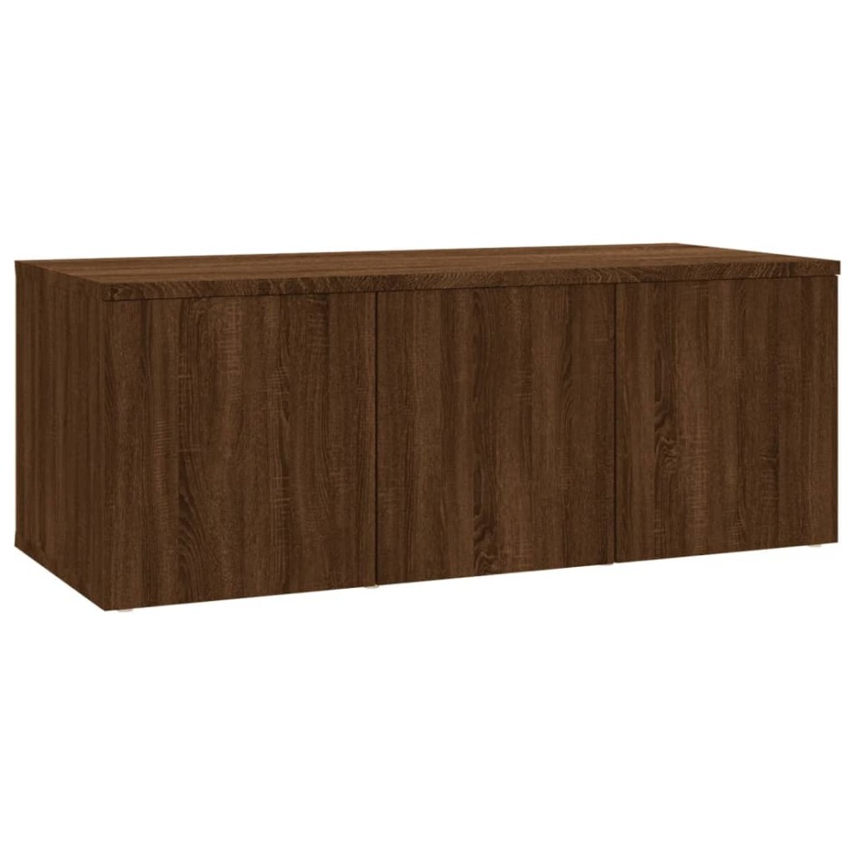 Mueble TV madera contrachapada color marrón roble 80x34x30