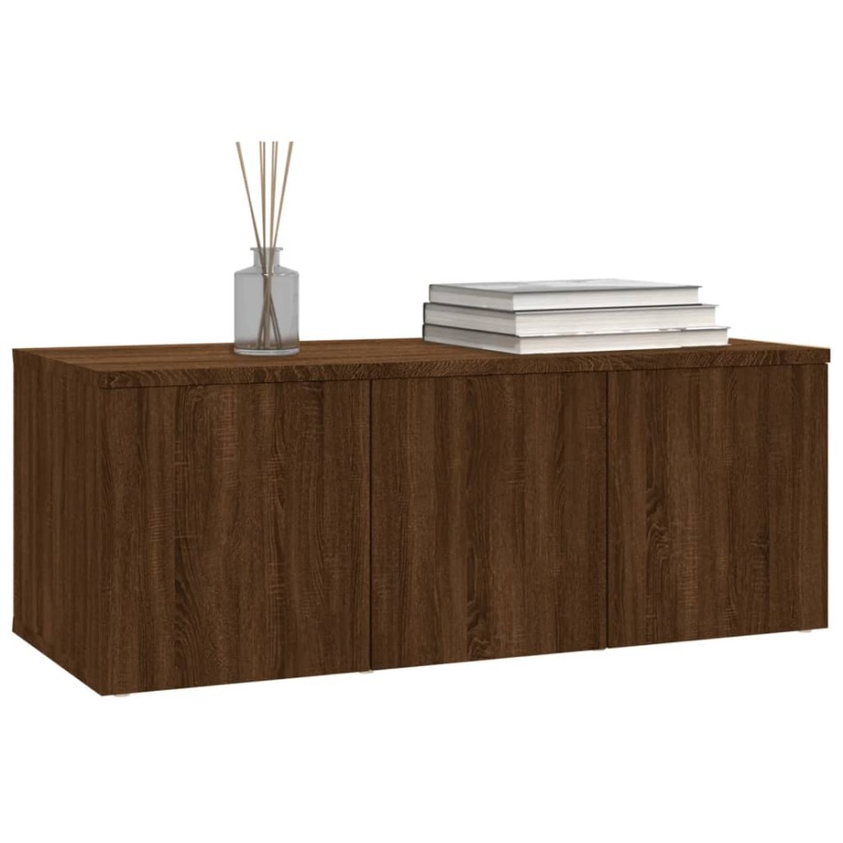 Mueble TV madera contrachapada color marrón roble 80x34x30