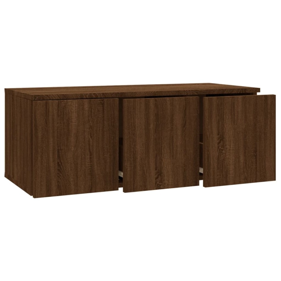 Mueble TV madera contrachapada color marrón roble 80x34x30