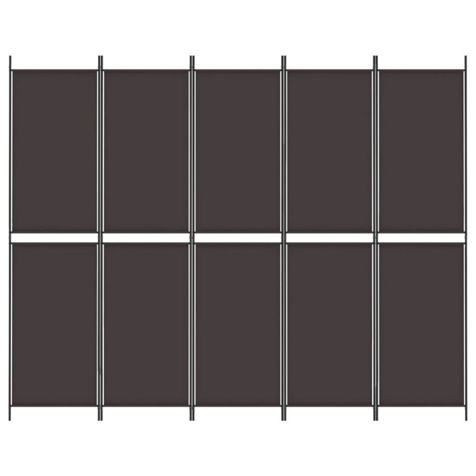 Biombo divisor de 5 paneles de tela marrón 250x200