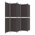 Biombo divisor de 5 paneles de tela marrón 250x200