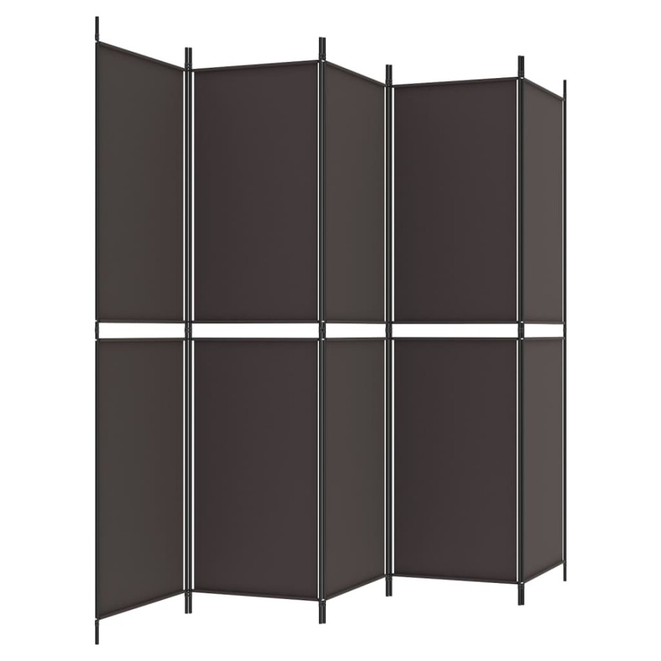 Biombo divisor de 5 paneles de tela marrón 250x200