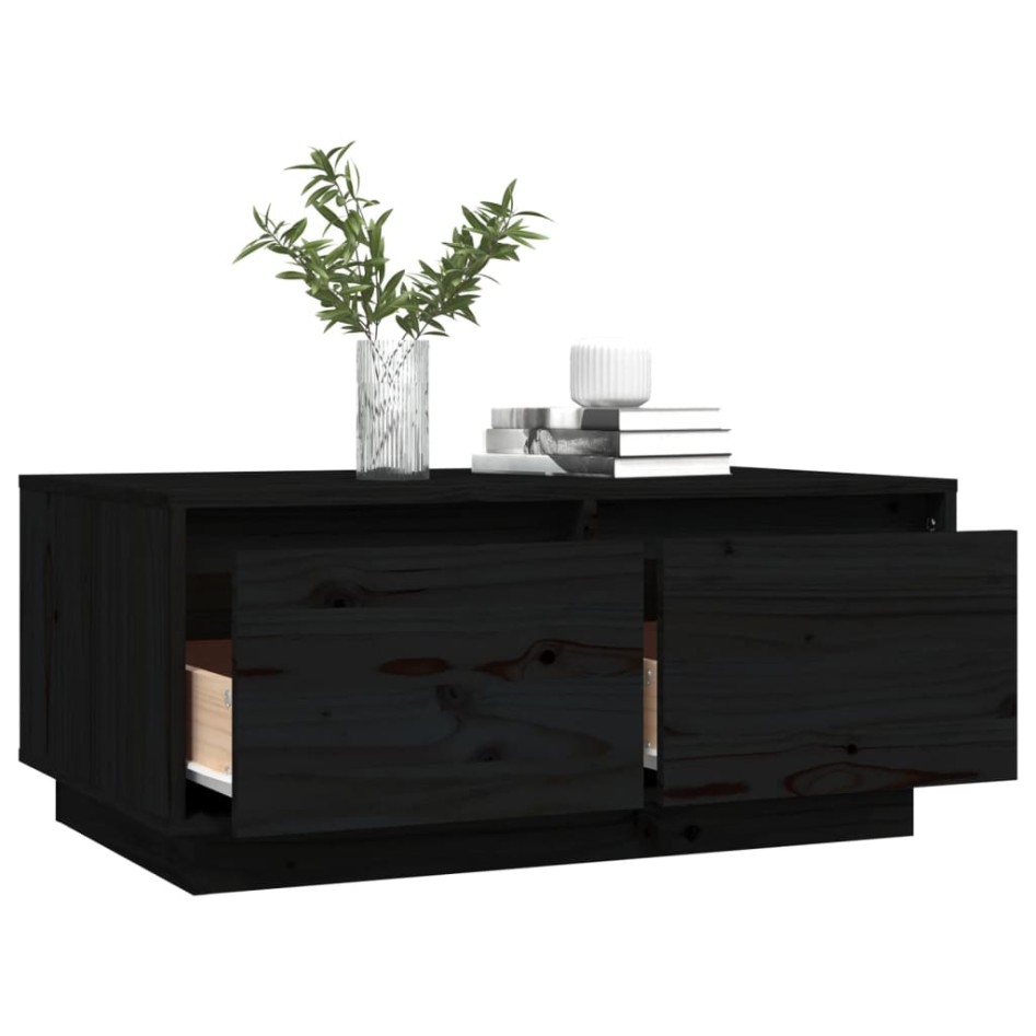 Mesa de centro de madera maciza de pino negro 80x50x35