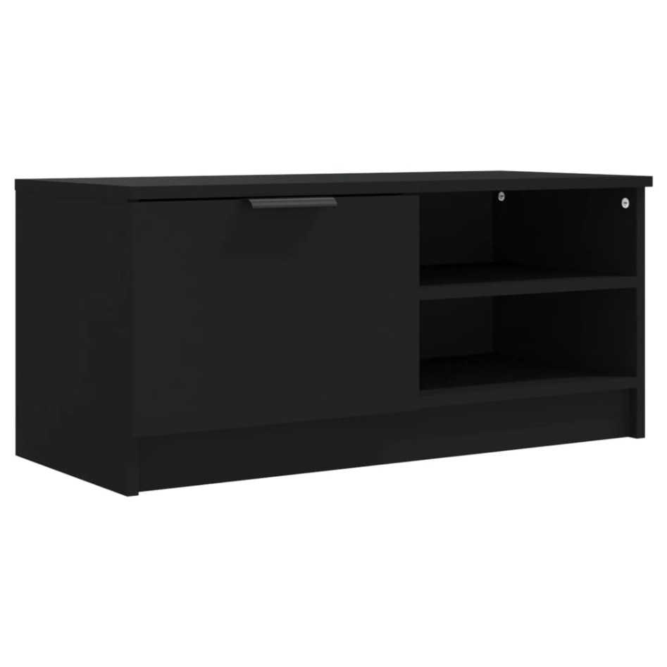 Mueble para TV madera contrachapada negro 80x35x36,5