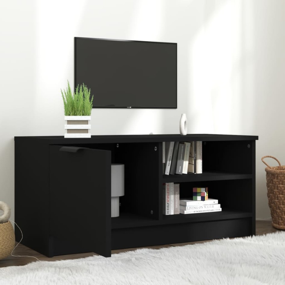 Mueble para TV madera contrachapada negro 80x35x36,5