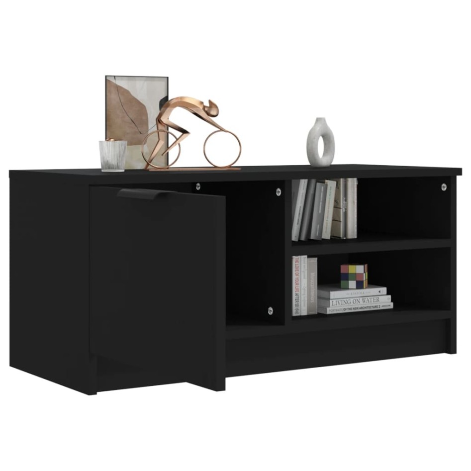Mueble para TV madera contrachapada negro 80x35x36,5