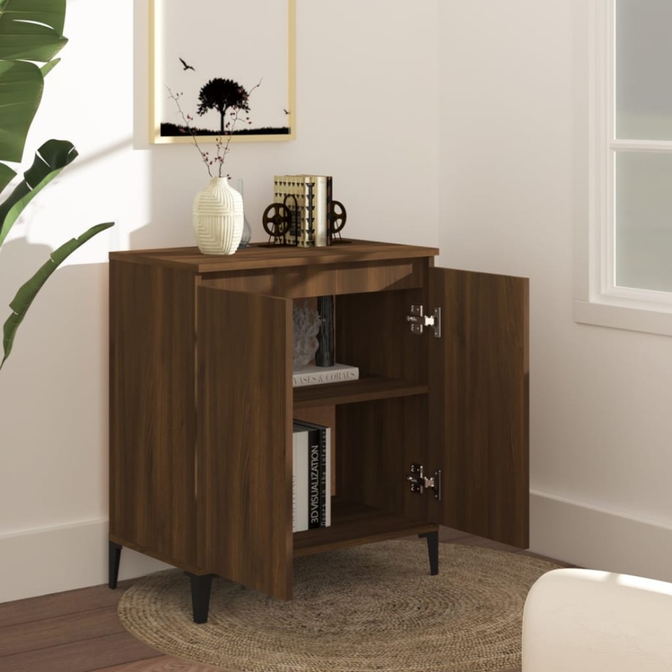 Aparador de madera contrachapada roble marrón 60x35x70