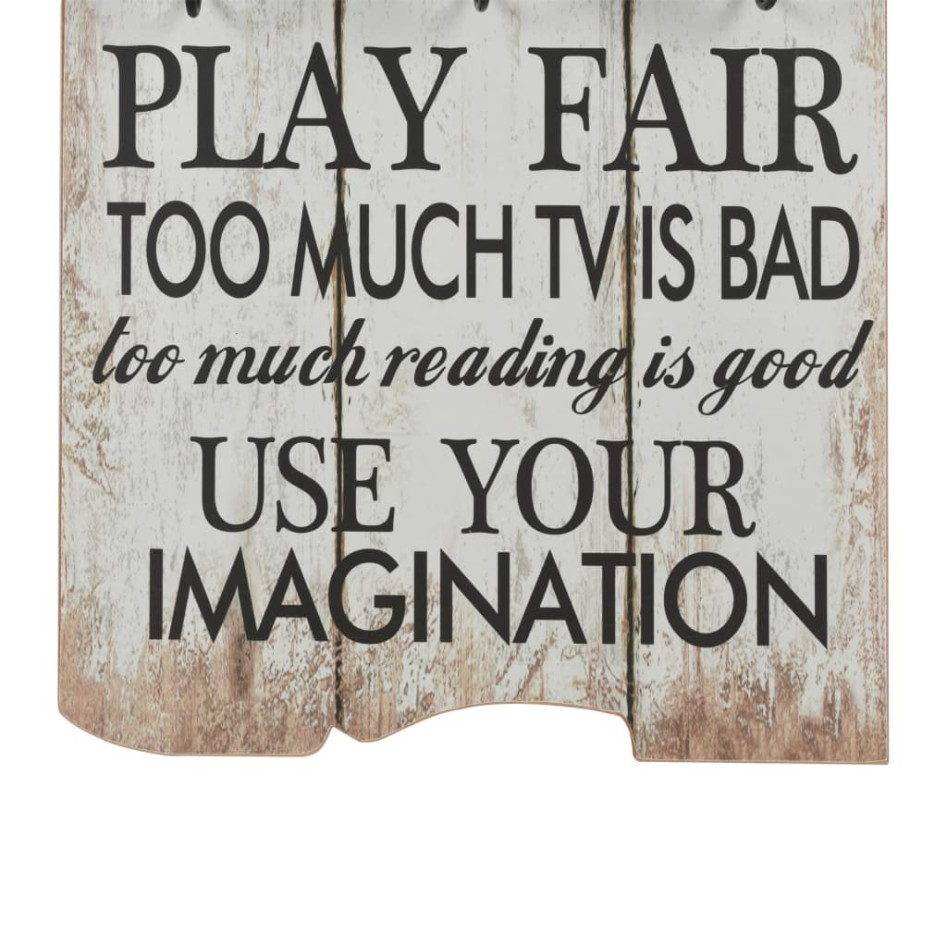 Perchero de pared THANK YOU con 6 ganchos 120x40