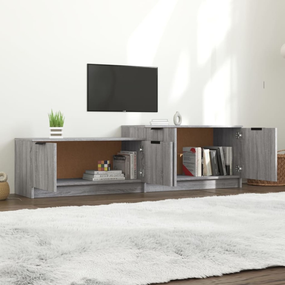Mueble de TV madera contrachapada gris Sonoma 158,5x36x45