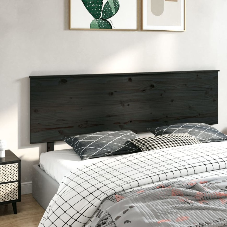 Cabecero de cama madera maciza de pino negro 204x6x82,5