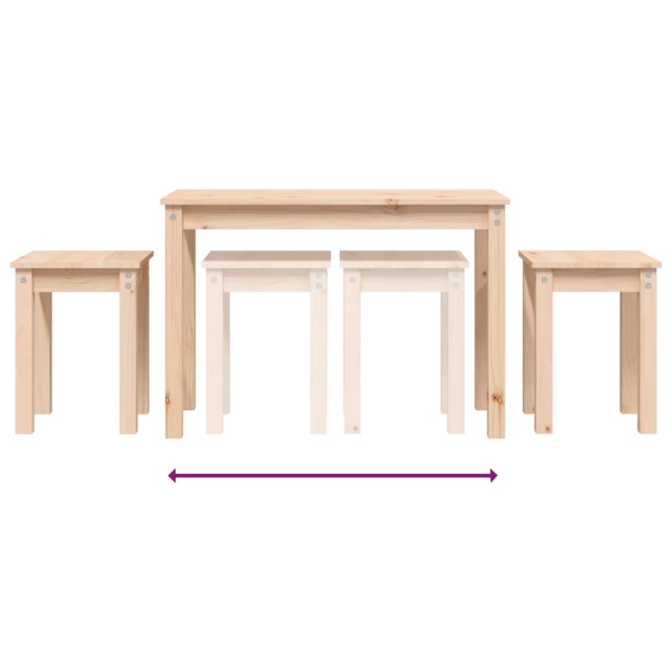 Mesas apilables 3 unidades madera maciza de